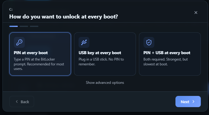 Lock wizard with boot-mode options